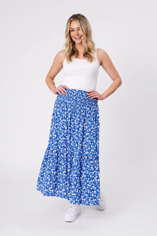 Gloss by Shine On Skye Maxi  Skirt Blue Floral