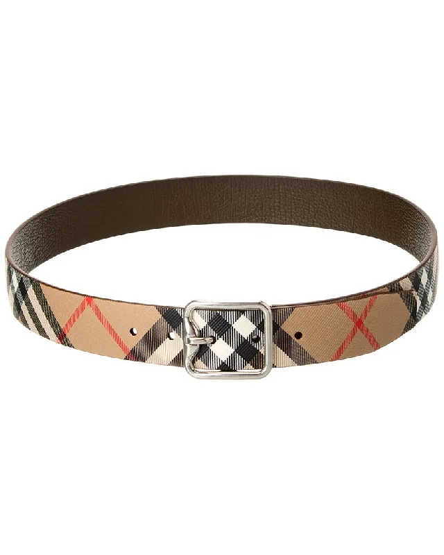 Burberry B Buckle Check Reversible Leather Belt