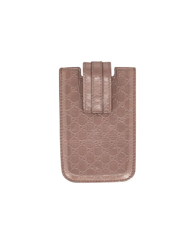 Gucci Monogram Phone Sleeve in Brown Guccissima Leather