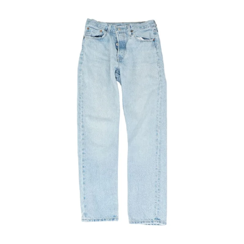 501 Blue Solid Straight Leg Jeans