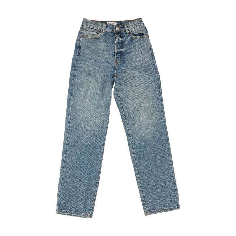 Blue Solid High Rise Regular Jeans