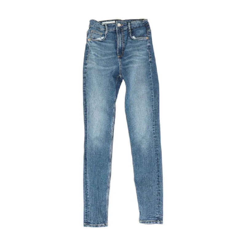 Blue Solid High Rise Skinny Leg Jeans