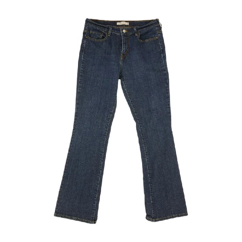 Blue Solid Mid Rise Bootcut Jeans