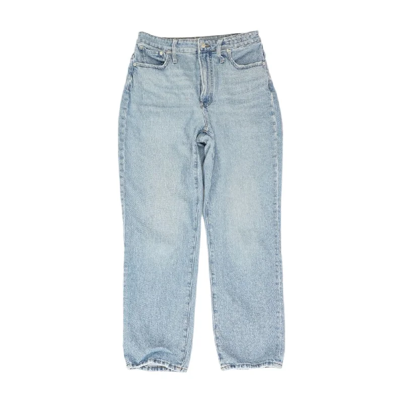 Blue Solid Straight Leg Jeans