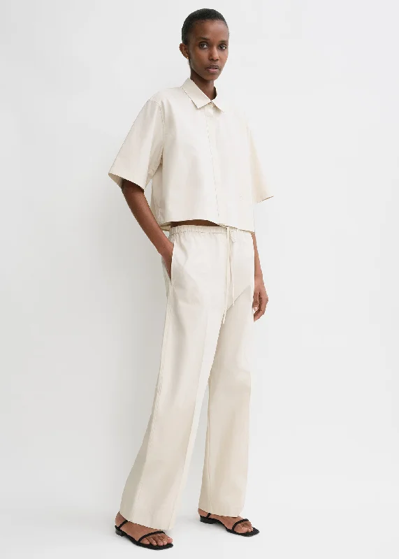 Cotton drawstring trousers stone