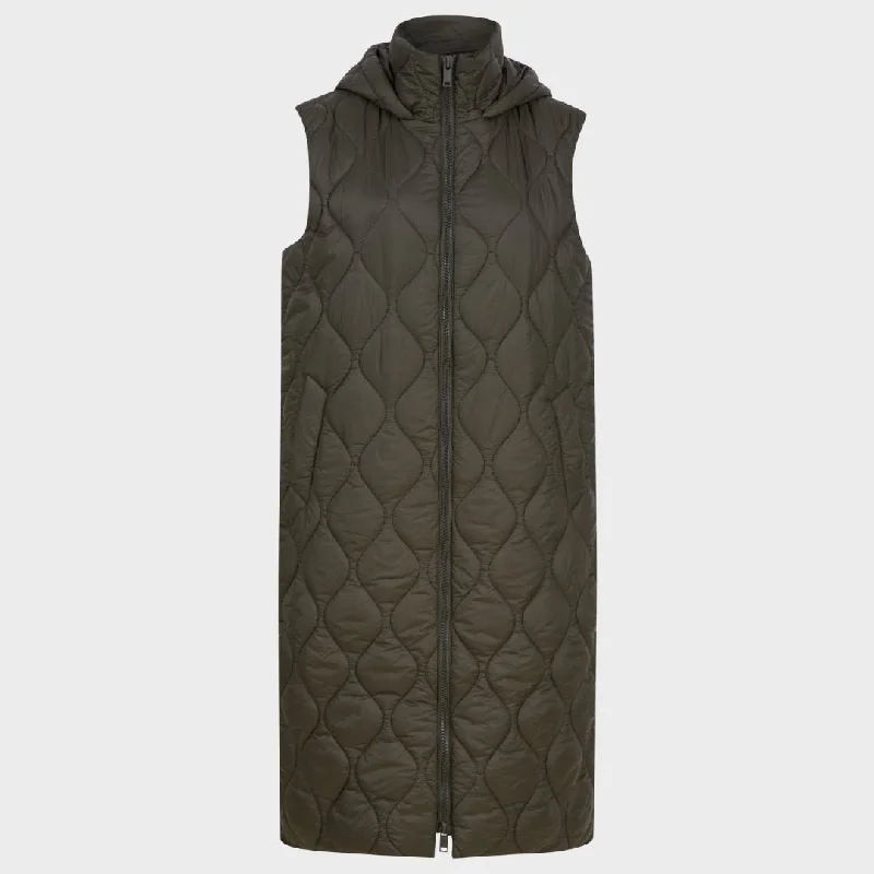 Ladies Khaki Longline Gilet