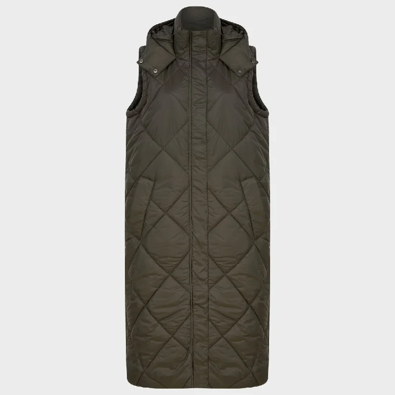 Ladies Longline Diamond Quilted Gilet