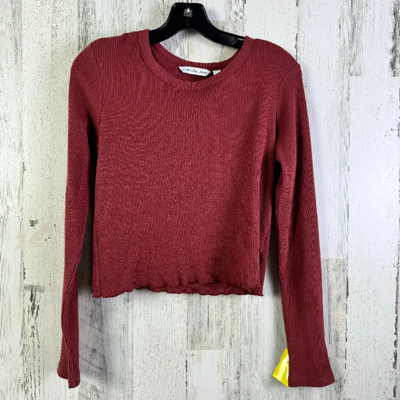 Top Long Sleeve Basic By Calvin Klein In Red, Size: M