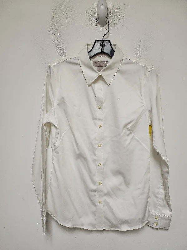 Top Long Sleeve By Banana Republic In White, Size: M