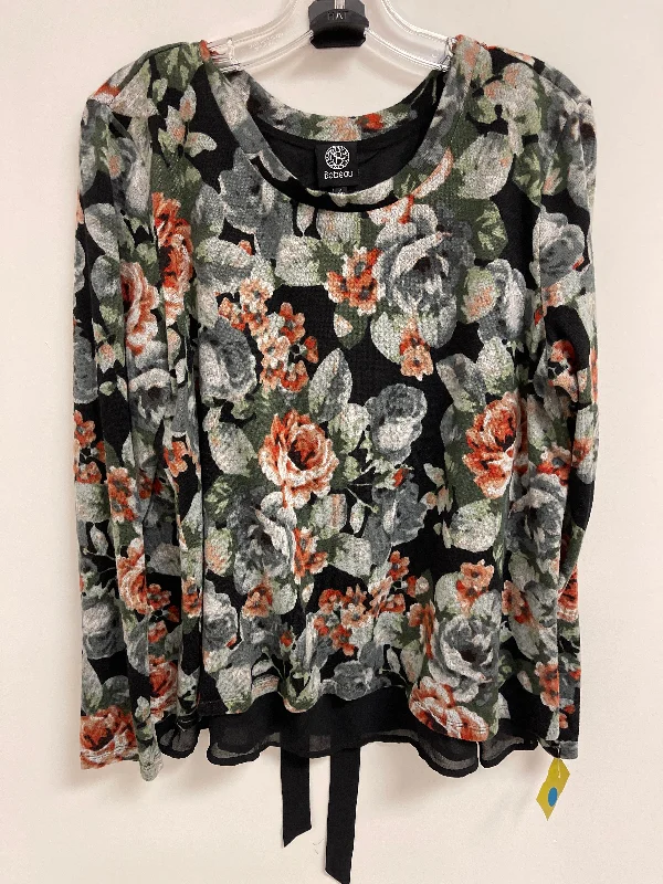 Top Long Sleeve By Bobeau In Floral Print, Size: M