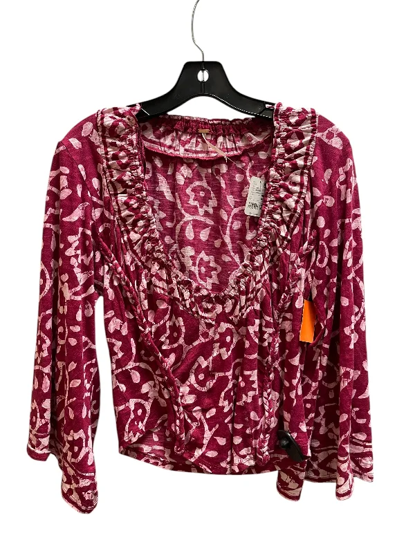 Top Long Sleeve By Free People In Pink, Size: M