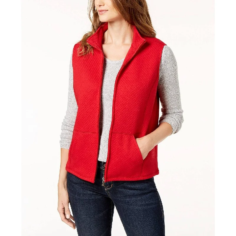 Karen Scott Women's Sport Quilted Fleece Vest Red Size Medium