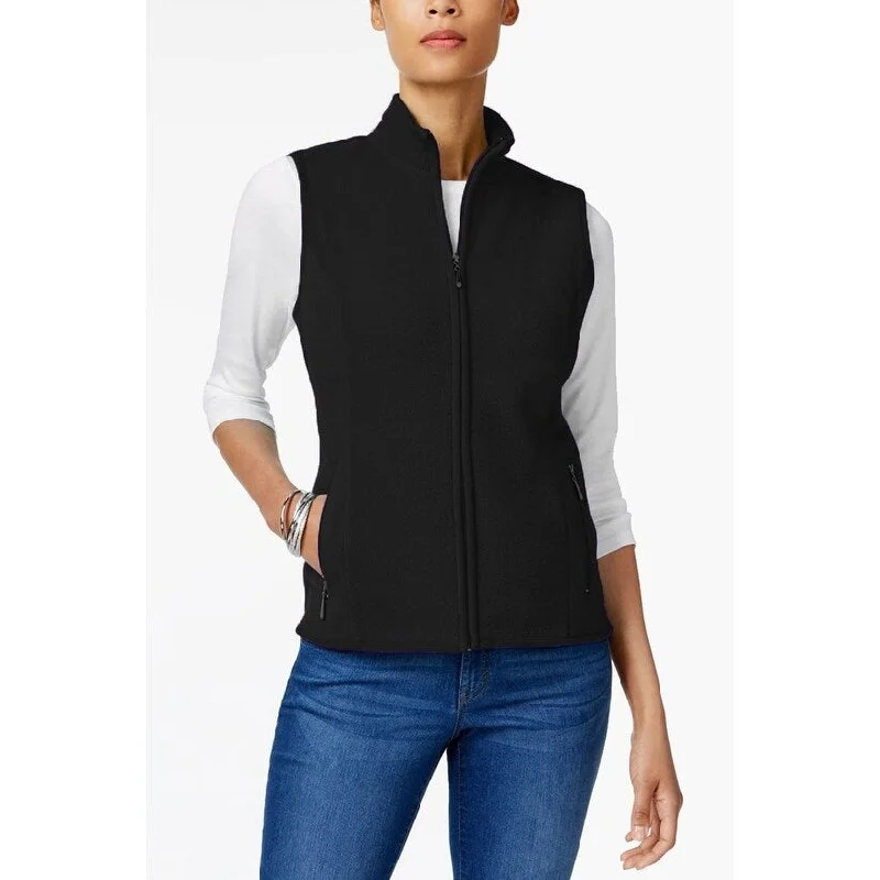 Karen Scott Women's Zeroproof Fleece Vest Black Size Small