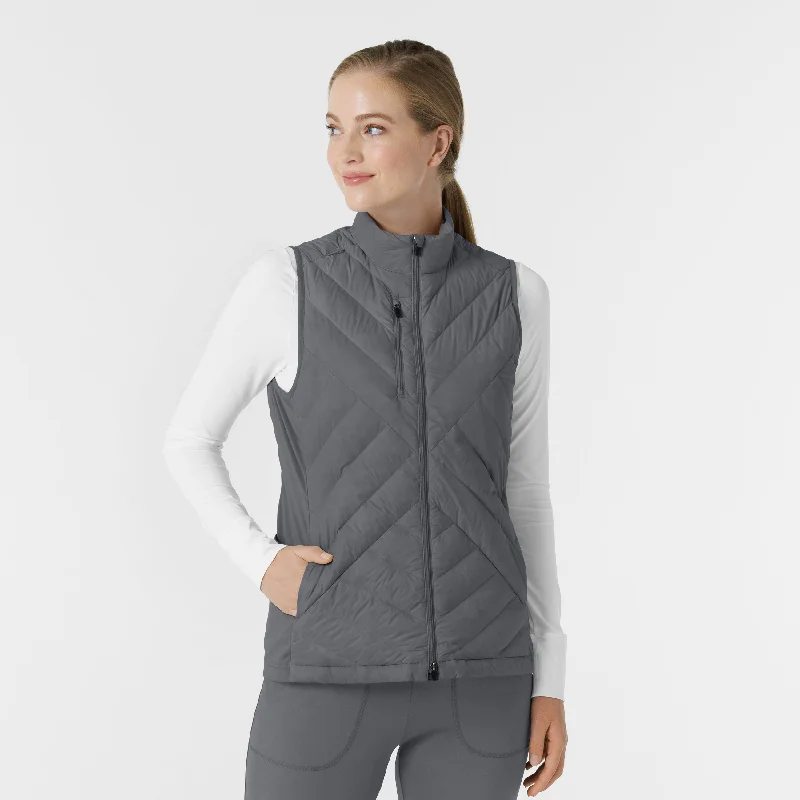 Women's Quilted Scrub Vest - Pewter